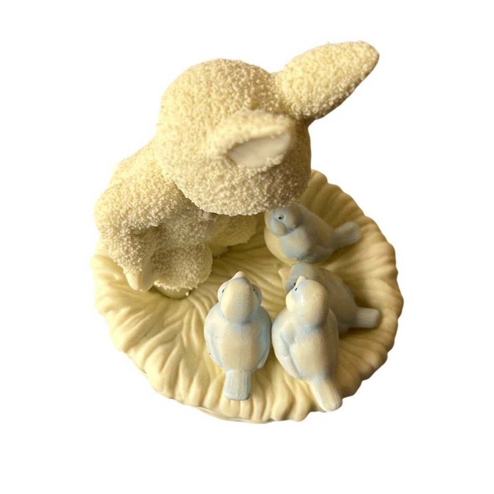 Department‎ 56 Snowbunnies 1993 Bunny with Blue Birds in Nest Figurine Vintage